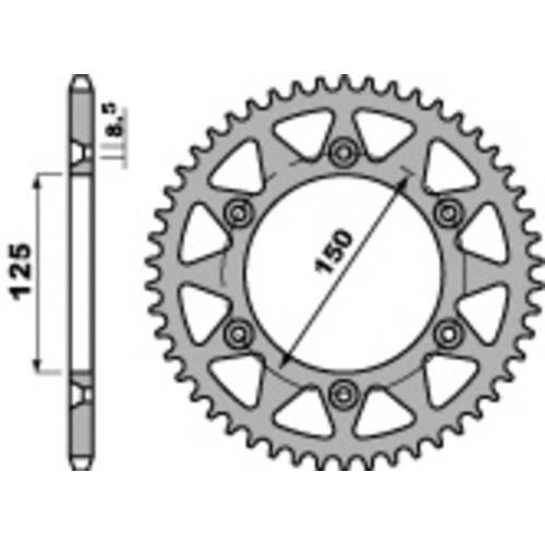 Kit de cadena EK/PBR 520MRD7 16/44 - corona Standard