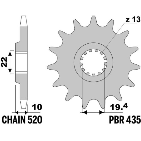 Kit de cadena EK/PBR 520MRD7 13/49 - corona Standard