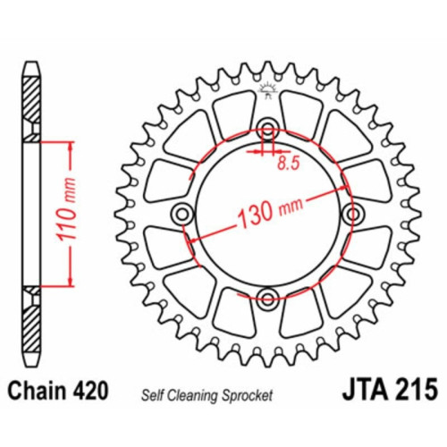 Kit de cadena EK/JT 420SH 15/50 - corona ultraligera autolimpiable