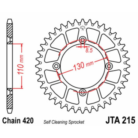 Kit de cadena EK/JT 420SH 15/50 - corona ultraligera autolimpiable