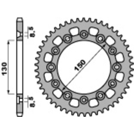 Kit de cadena EK/PBR 520SRX2 15/44 - corona Standard