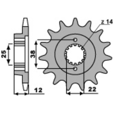 Kit de cadena EK/PBR 520SRX2 15/38 - corona Standard