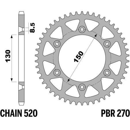 Kit de cadena EK/PBR 520M3 13/49 - corona Standard