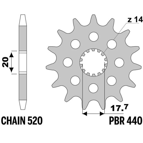 Kit de cadena EK/PBR 520MRD7 12/50 - corona Standard