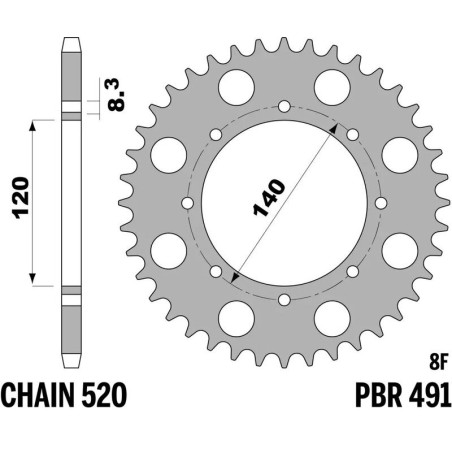 Kit de cadena EK/PBR 520SRX2 15/43 - corona Standard