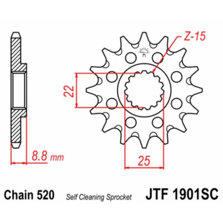 Kit de cadena EK/JT 520SRX2 14/38 - corona Standard