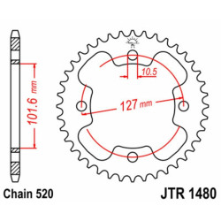 Kit de cadena EK/JT 520SRX2 14/38 - corona Standard 2