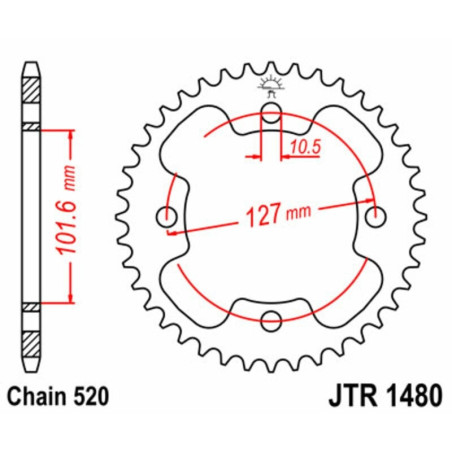 Kit de cadena EK/JT 520SRX2 14/38 - corona Standard