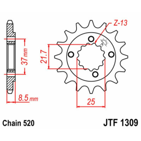 Kit de cadena EK/JT 520SRX2 14/38 - corona Standard
