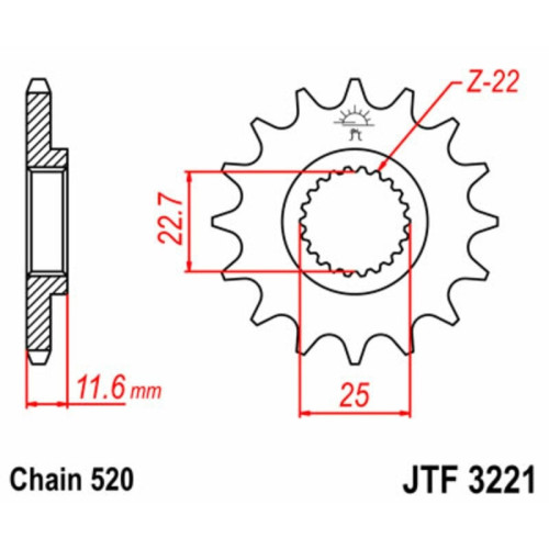 Kit de cadena EK/JT 520SRX2 13/36 - corona Standard