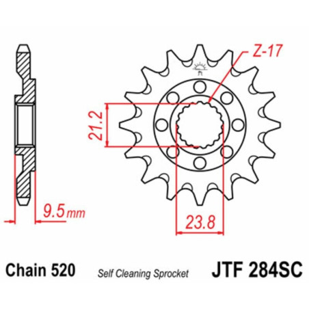Kit de cadena EK/JT 520SRX2 14/38 - corona Standard