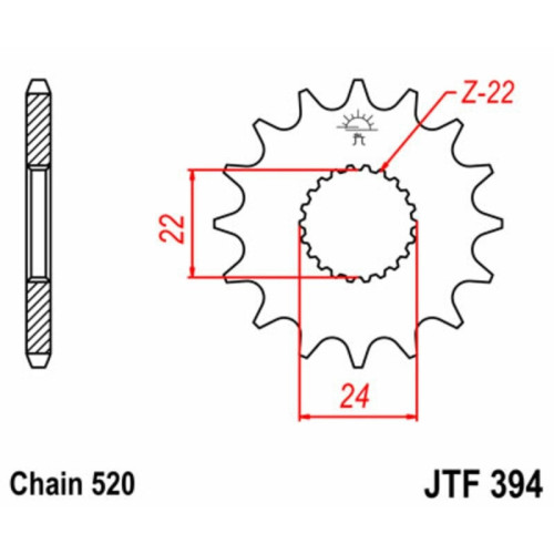 Kit de cadena EK/JT 520H 13/39 - corona Standard