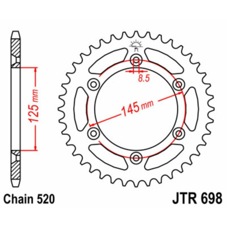 Kit de cadena EK/JT 520H 13/44 - corona Standard