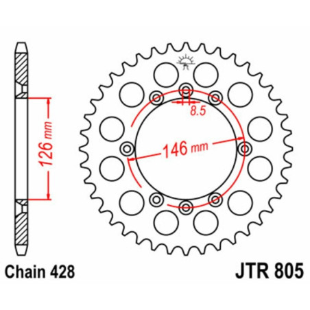 Kit de cadena EK/JT 428SR 14/50 - corona Standard