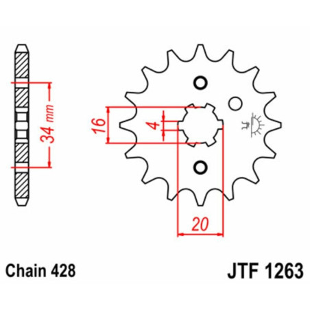 Kit de cadena EK/JT 428SR 16/45 - corona Standard