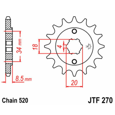 Kit de cadena EK/JT 520H 14/33 - corona Standard