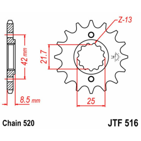 Kit de cadena EK/JT 520H 14/47 - corona Standard