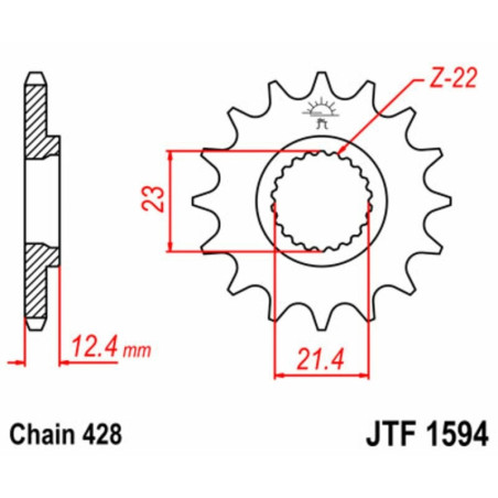 Kit de cadena EK/JT 428ZVX 15/44 - corona Standard