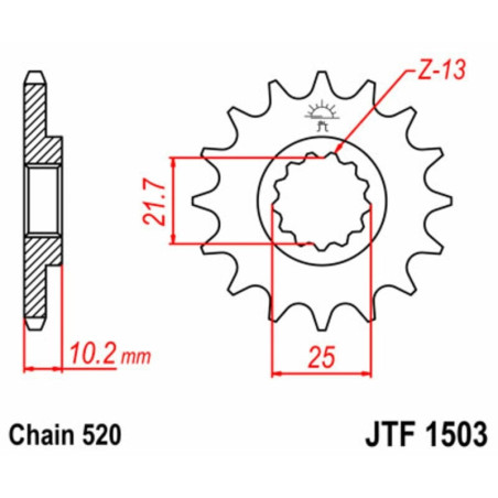 Kit de cadena EK/JT 520SRX2 12/43 - corona Standard