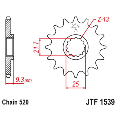 Kit de cadena EK/JT 520SRX2 14/42 - corona Standard