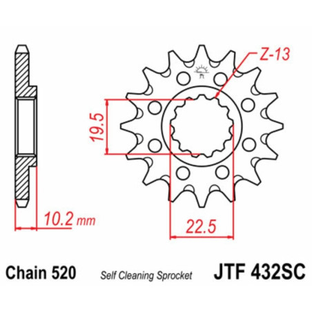 Kit de cadena EK/JT 520SRX2 14/43 - corona Standard