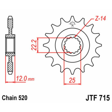 Kit de cadena EK/JT 520SRX2 13/48 - corona Standard