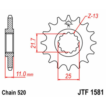Kit de cadena EK/JT 520SRX2 16/47 - corona Standard