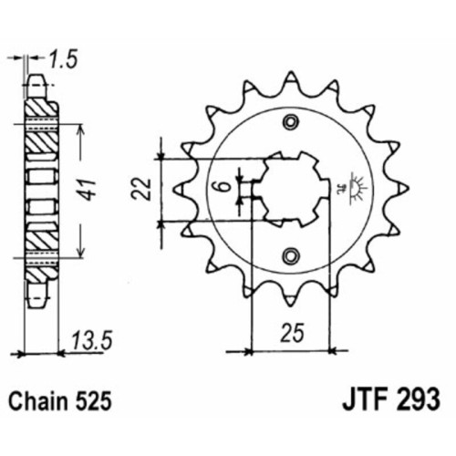 Kit de cadena EK/JT 525SRX2 15/47 - corona Standard