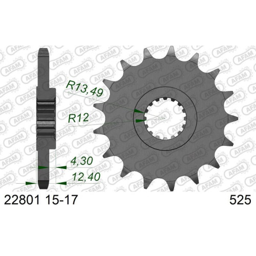 Piñón AFAM acero estándar 22801 - Paso 525