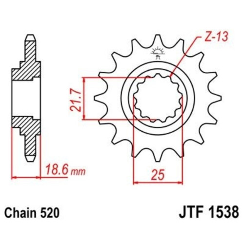 Kit de cadena EK/JT 520ZVX3 15/45 - corona Standard