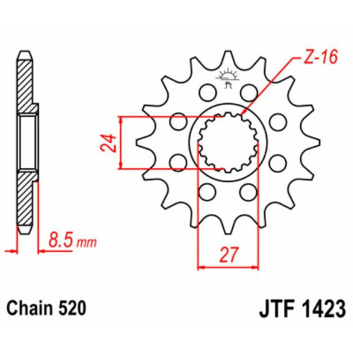Kit de cadena EK/JT 520ZVX3 17/42 - corona Standard
