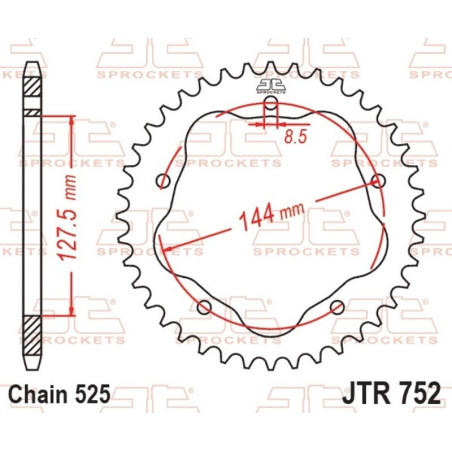 Kit de cadena EK/JT 525ZVX3 15/39 - corona ultraligera