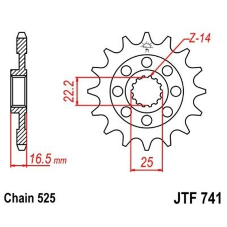 Kit de cadena EK/JT 525ZVX3 15/39 - corona ultraligera