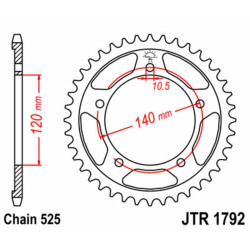 Kit de cadena EK/JT 525ZVX3 17/42 - corona Standard 2