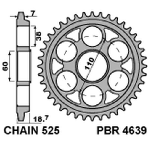 Kit de cadena EK/PBR 525ZVX3 15/39 - corona Standard