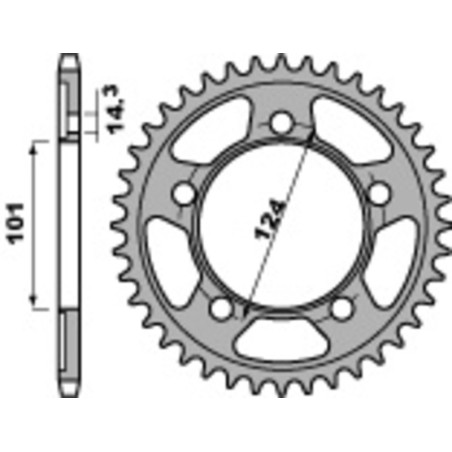 Kit de cadena EK/PBR 525ZVX3 17/38 - corona Standard