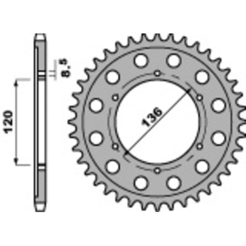 Kit de cadena EK/PBR 428DEH 15/57 - corona Standard