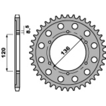 Kit de cadena EK/PBR 428DEH 15/57 - corona Standard