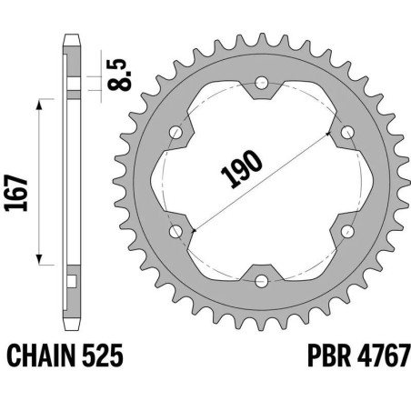 Kit de cadena EK/PBR 525ZVX3 16/50 - corona Standard