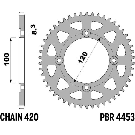Kit de cadena EK/PBR 420SR 11/50 - corona ultraligera