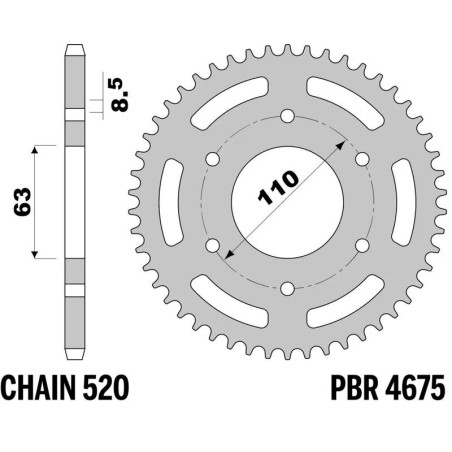 Kit de cadena EK/PBR 520SRX2 13/45 - corona ultraligera anodizado duro