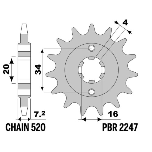 Kit de cadena EK/PBR 520SRX2 13/45 - corona ultraligera anodizado duro
