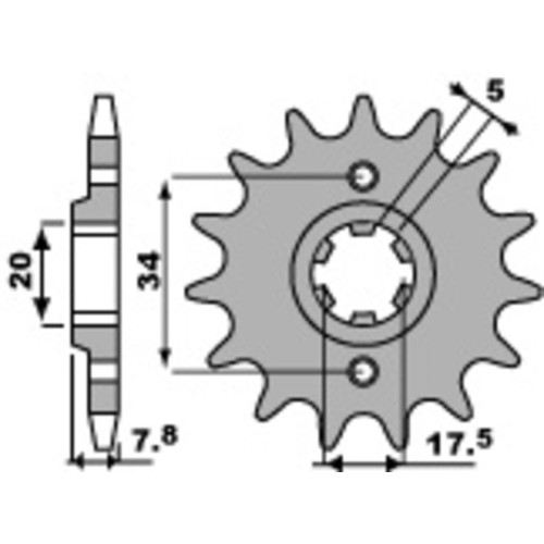 Kit de cadena EK/PBR 520SRX2 14/44 - corona Standard