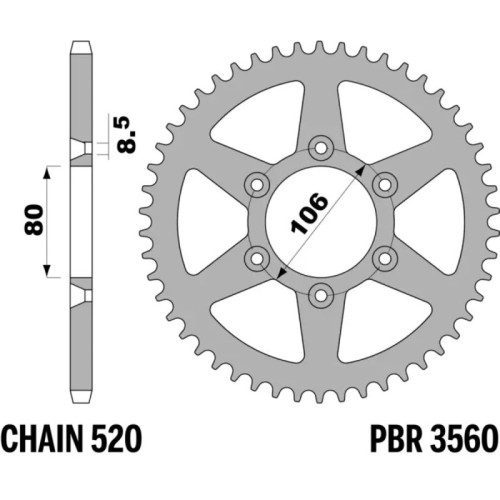 Kit de cadena EK/PBR 520H 15/45 - corona Standard
