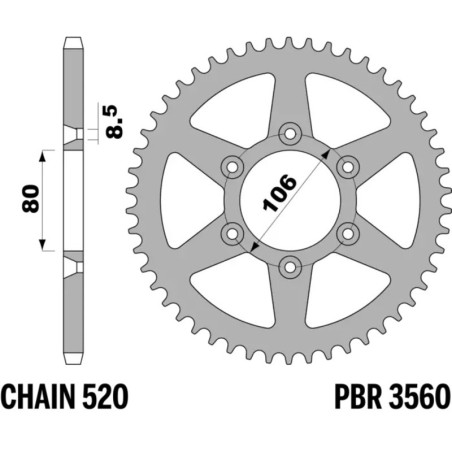 Kit de cadena EK/PBR 520H 15/45 - corona Standard