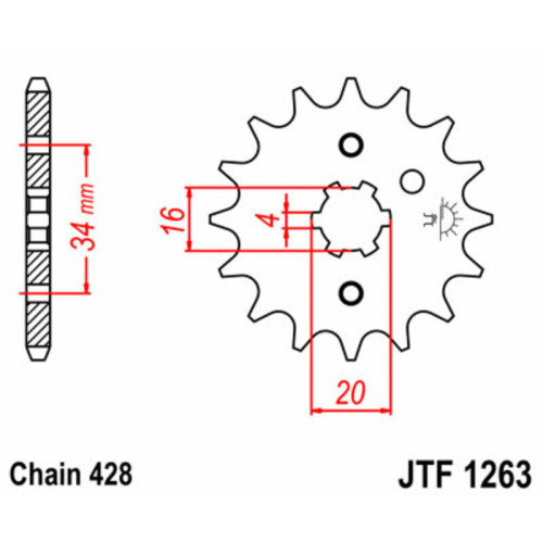Kit de cadena JT/JT 428HDR 15/34 standard - corona standard