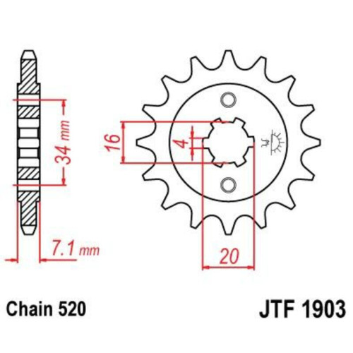Kit de cadena JT/JT 520HDS 15/45 standard - corona standard