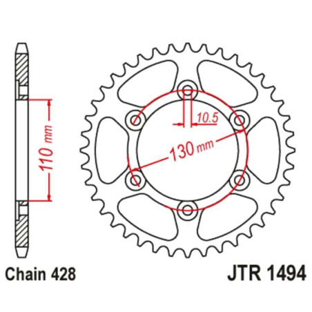 Kit de cadena JT/JT 428HDR 16/56 standard - corona standard