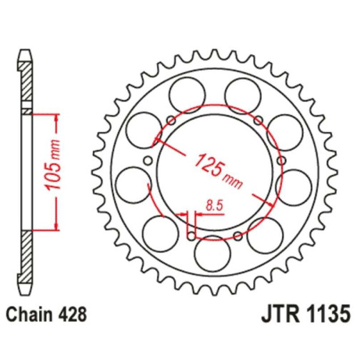 Kit de cadena JT/JT 428HDS 13/62 standard - corona standard