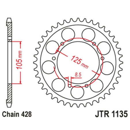 Kit de cadena JT/JT 428HDS 13/62 standard - corona standard